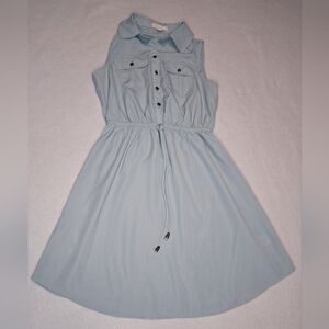 Bebop Be You Be Free Light Blue Sleeveless Button-Up Dress
